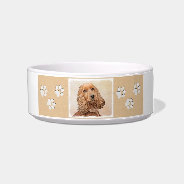 Engelse Cocker Spaniel Paining - Originele Dog Art Voerbakje (Rechts)