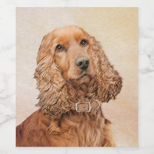Engelse Cocker Spaniel Paining - Originele Dog Art Wijn Etiket (Enkel label)