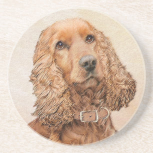Engelse Cocker Spaniel Paining - Originele Dog Art Zandsteen Onderzetter