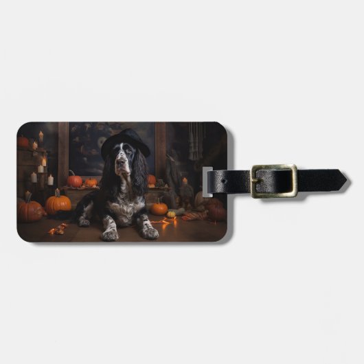 Engelse Cocker Spaniel Pompoenen Halloween Griezel Bagagelabel (Voorkant horizontaal)