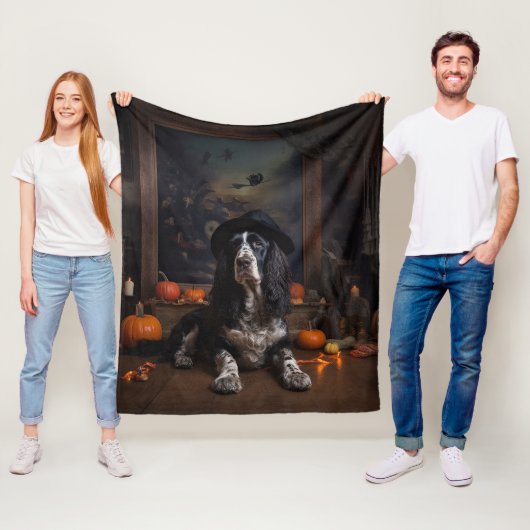 Engelse Cocker Spaniel Pompoenen Halloween Griezel Fleece Deken (In situ)