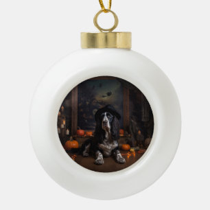 Engelse Cocker Spaniel Pompoenen Halloween Griezel Keramische Bal Ornament