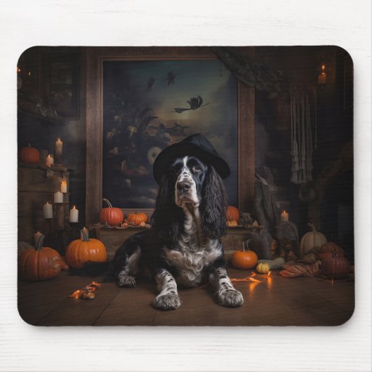 Engelse Cocker Spaniel Pompoenen Halloween Griezel Muismat (Voorkant)
