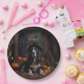 Engelse Cocker Spaniel Pompoenen Halloween Griezel Papieren Bordje (Feest)