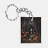Engelse Cocker Spaniel Pompoenen Halloween Griezel Sleutelhanger (Voorkant Links)