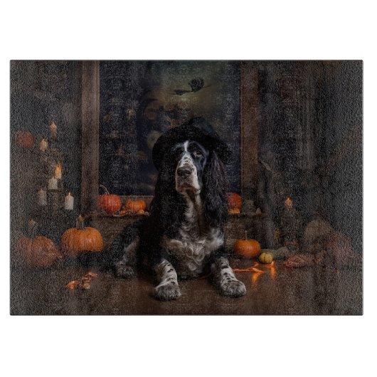 Engelse Cocker Spaniel Pompoenen Halloween Griezel Snijplank (Voorkant)