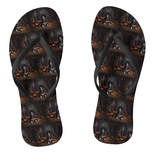Engelse Cocker Spaniel Pompoenen Halloween Griezel Teenslippers (Voetbed)