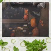 Engelse Cocker Spaniel Pompoenen Halloween Griezel Theedoek (Gevouwen)