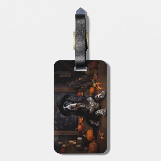 Engelse Cocker Spaniel Pompoenen Halloween Scary Bagagelabel (Achterkant verticaal)