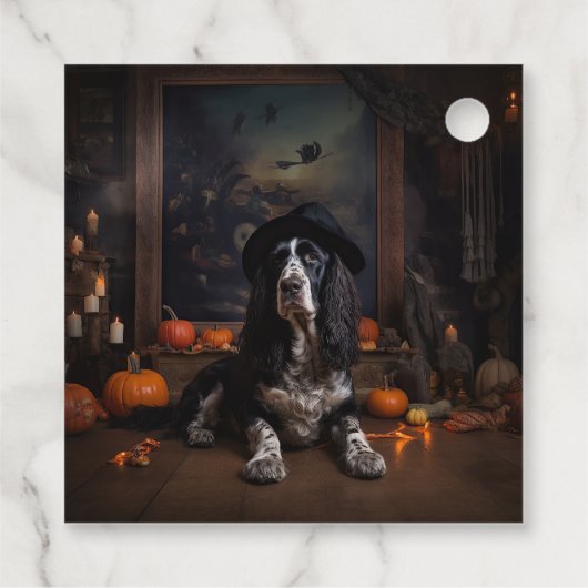 Engelse Cocker Spaniel Pompoenen Halloween Scary Bedankjes Labels (Achterkant)