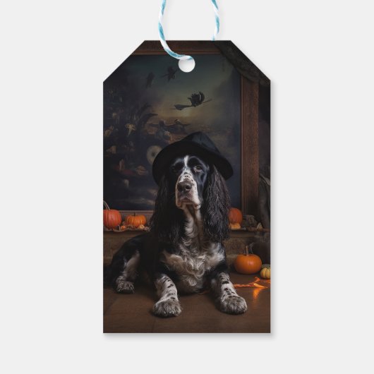 Engelse Cocker Spaniel Pompoenen Halloween Scary Cadeaulabel (Achterkant)