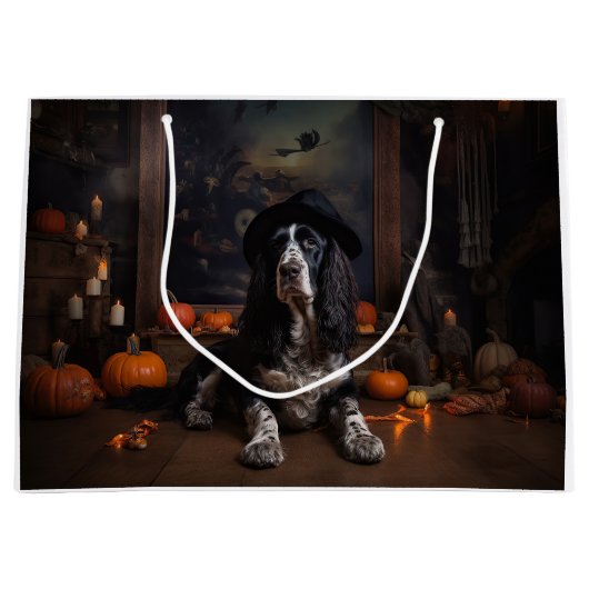Engelse Cocker Spaniel Pompoenen Halloween Scary Groot Cadeauzakje (Voorkant)