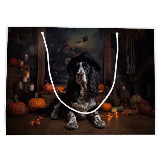 Engelse Cocker Spaniel Pompoenen Halloween Scary Groot Cadeauzakje (Achterkant)
