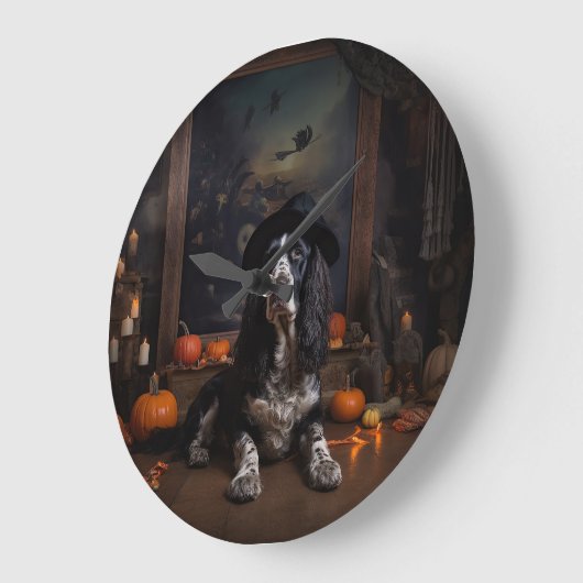 Engelse Cocker Spaniel Pompoenen Halloween Scary Grote Klok (Hoek)