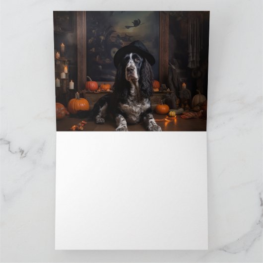 Engelse Cocker Spaniel Pompoenen Halloween Scary Kaart (Binnen)