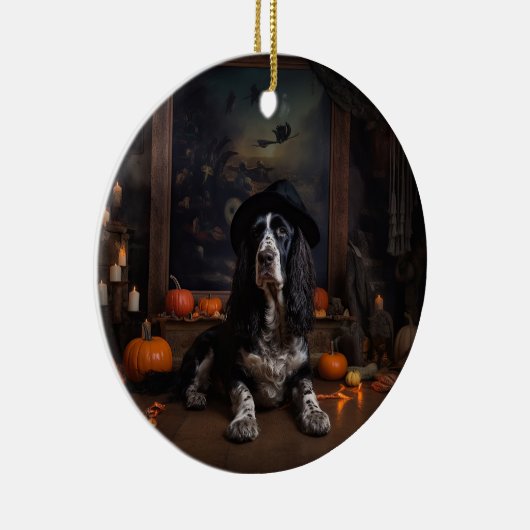 Engelse Cocker Spaniel Pompoenen Halloween Scary Keramisch Ornament (Rechts)