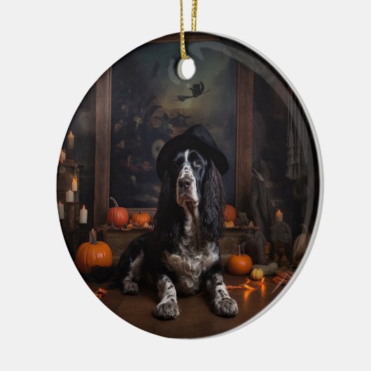 Engelse Cocker Spaniel Pompoenen Halloween Scary Keramisch Ornament (Links)