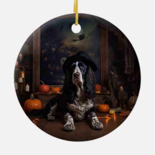 Engelse Cocker Spaniel Pompoenen Halloween Scary Keramisch Ornament (Achterkant)