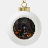 Engelse Cocker Spaniel Pompoenen Halloween Scary Keramische Bal Ornament (Voorkant)