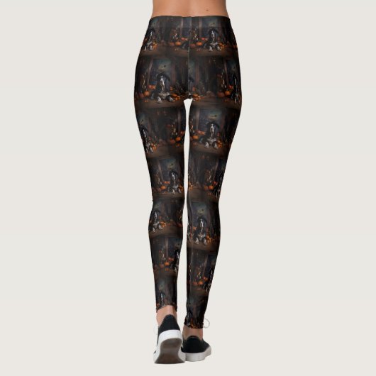 Engelse Cocker Spaniel Pompoenen Halloween Scary Leggings (Achterkant)