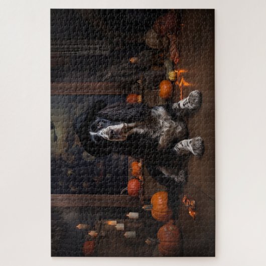 Engelse Cocker Spaniel Pompoenen Halloween Scary Legpuzzel (Verticaal)