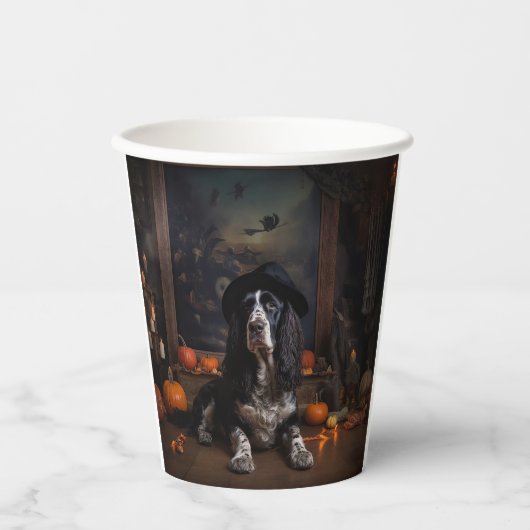 Engelse Cocker Spaniel Pompoenen Halloween Scary Papieren Bekers (Voorkant)