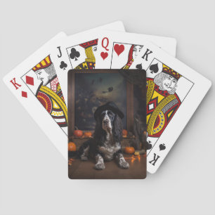 Engelse Cocker Spaniel Pompoenen Halloween Scary Pokerkaarten