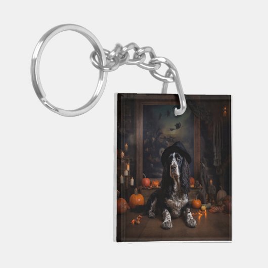 Engelse Cocker Spaniel Pompoenen Halloween Scary Sleutelhanger (Voorkant Links)