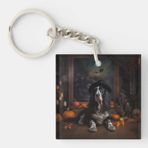 Engelse Cocker Spaniel Pompoenen Halloween Scary Sleutelhanger