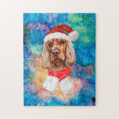 Engelse Cocker Spaniel Ras Hond Kerstmis Legpuzzel (Verticaal)