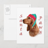 Engelse Cocker Spaniel (rood) Santa Paws Feestdagenkaart (Voorkant / Achterkant)