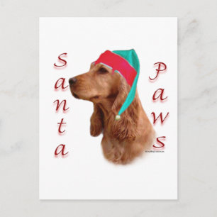 Engelse Cocker Spaniel (rood) Santa Paws Feestdagenkaart