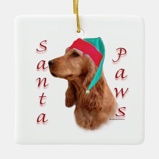 Engelse Cocker Spaniel (rood) Santa Paws Keramisch Ornament (Voorkant)