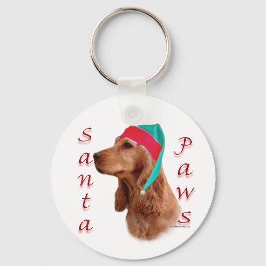 Engelse Cocker Spaniel (rood) Santa Paws Sleutelhanger (Voorkant)