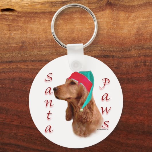 Engelse Cocker Spaniel (rood) Santa Paws Sleutelhanger (Achterkant)
