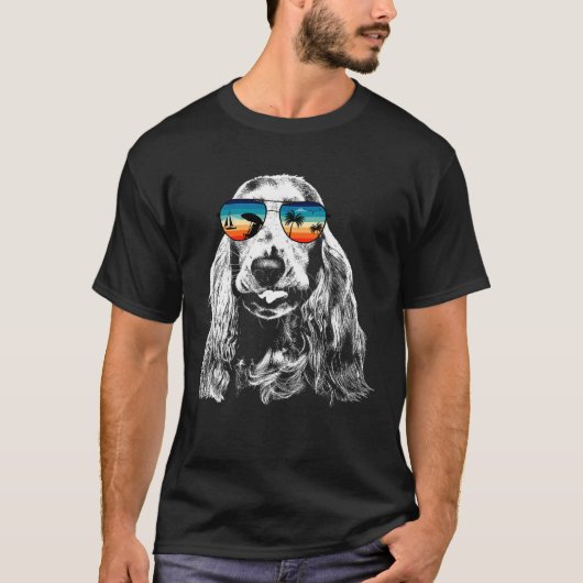 Engelse Cocker Spaniel S met bril zonnebril R T-shirt (Voorkant)