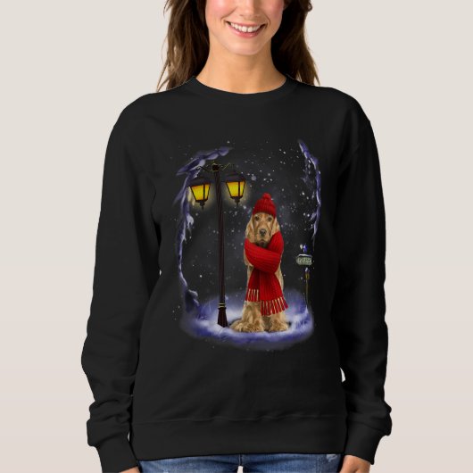 Engelse Cocker Spaniel Santa Kerstmis Light Winte Trui (Voorkant)