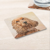 Engelse Cocker Spaniel Schilderij - Originele Hond Kartonnen Onderzetters (Schuin)