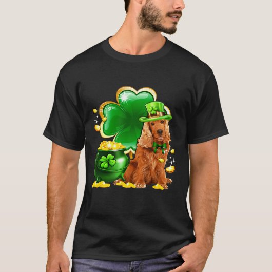 Engelse Cocker Spaniel Shamrock Irish Saint St Pat T-shirt (Voorkant)
