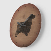 Engelse Cocker Spaniel Silhouet Rustieke Stijl Grote Klok (Hoek)
