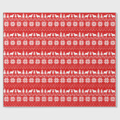 Engelse Cocker Spaniel Silhouetten Kerstrood Cadeaupapier (Vlak)