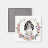 Engelse Cocker Spaniel Spring Flowers Wreater Magneet (Voorkant / Achterkant)