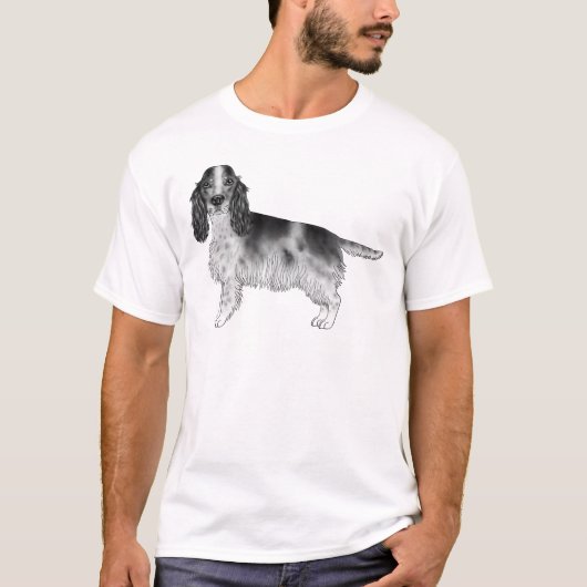 Engelse Cocker Spaniel Tekening In Zwart En Wit T-shirt (Voorkant)