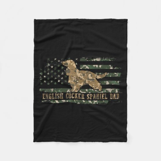 Engelse Cocker Spaniel Vader Camo Amerikaanse Vlag Fleece Deken (Voorkant)