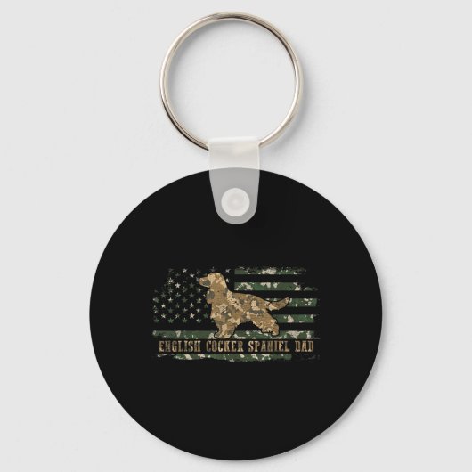 Engelse Cocker Spaniel Vader Camo Amerikaanse Vlag Sleutelhanger (Voorkant)