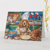 Engelse Cocker Spaniel Vakantie Bakken: Kerstmis Kaart (Gele Bloem)