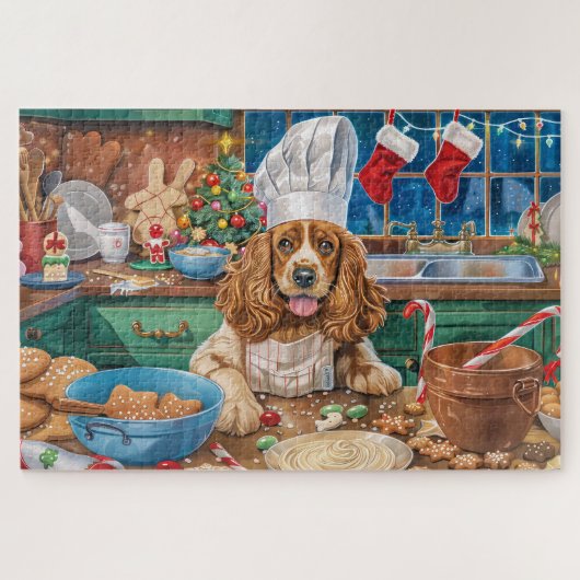 Engelse Cocker Spaniel Vakantie Bakken: Kerstmis Legpuzzel (Horizontaal)