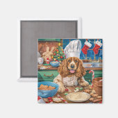 Engelse Cocker Spaniel Vakantie Bakken: Kerstmis Magneet (Voorkant / Achterkant)