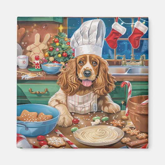 Engelse Cocker Spaniel Vakantie Bakken: Kerstmis Magneet (Voorkant)