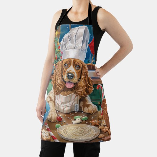 Engelse Cocker Spaniel Vakantie Bakken: Kerstmis Schort (Insitu)